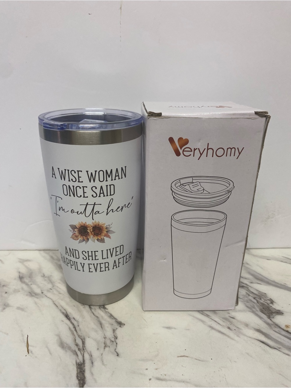 White Stainless Travel Tumbler - "A Wise Woman Once Said"